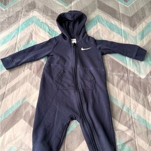 Nike Navy Hooded Footed One-Piece Baby Romper